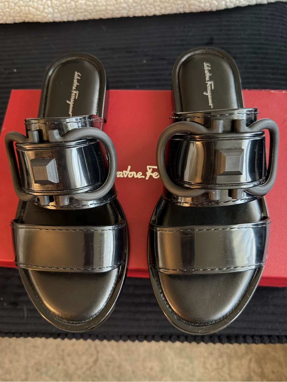 Salvatore Ferragamo Black Taryn Sandals